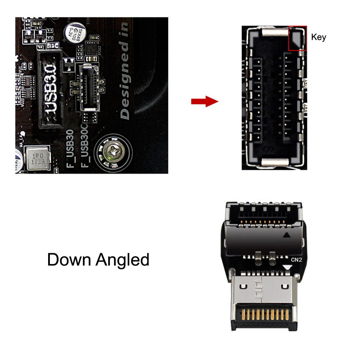 UC-029 2Pcs USB 3.1 Front Panel Header Male to Female Type-E Motherboard Extension Adapter