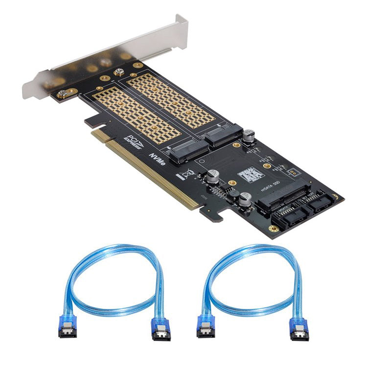 SA-028 3-in-1 PCI Express PCI-E 3.0 + Dual SATA to NGFF NVME mSATA M-Key B/M-key SSD Card Adapter