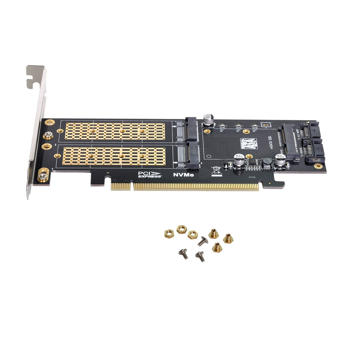 SA-028 3-in-1 PCI Express PCI-E 3.0 + Dual SATA to NGFF NVME mSATA M-Key B/M-key SSD Card Adapter