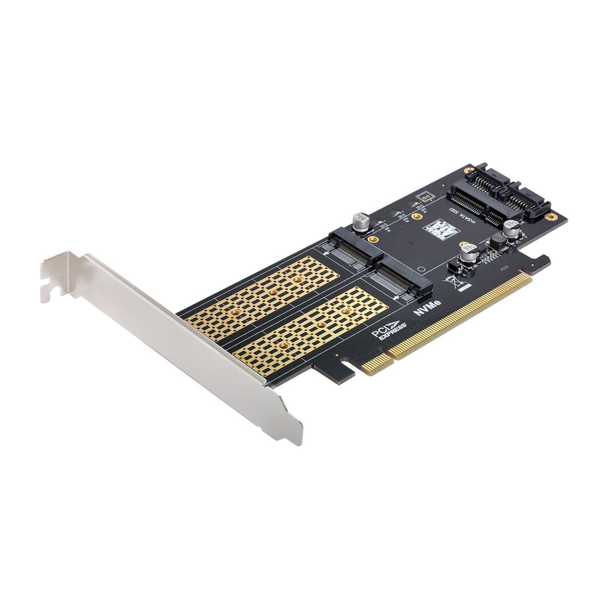 SA-028 3-in-1 PCI Express PCI-E 3.0 + Dual SATA to NGFF NVME mSATA M-Key B/M-key SSD Card Adapter