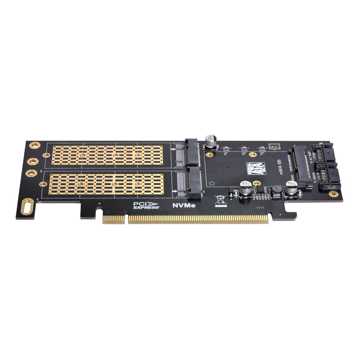 SA-028 3-in-1 PCI Express PCI-E 3.0 + Dual SATA to NGFF NVME mSATA M-Key B/M-key SSD Card Adapter