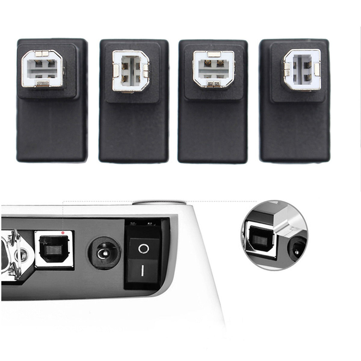 U2-038 4Pcs/Set USB 2.0 B-Type Male to Female 90 Degrees Elbow Adapter Converter