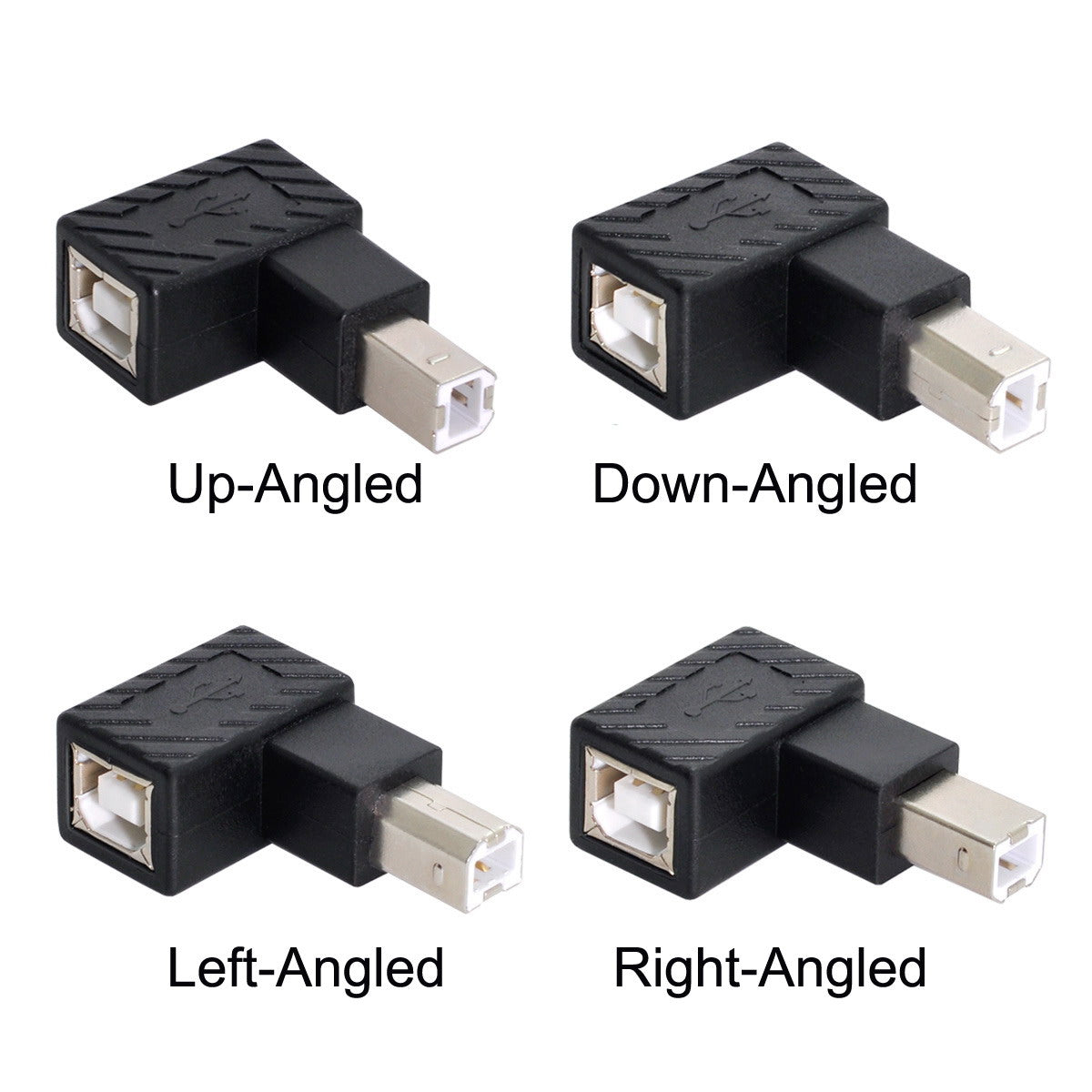 U2-038 4Pcs/Set USB 2.0 B-Type Male to Female 90 Degrees Elbow Adapter Converter