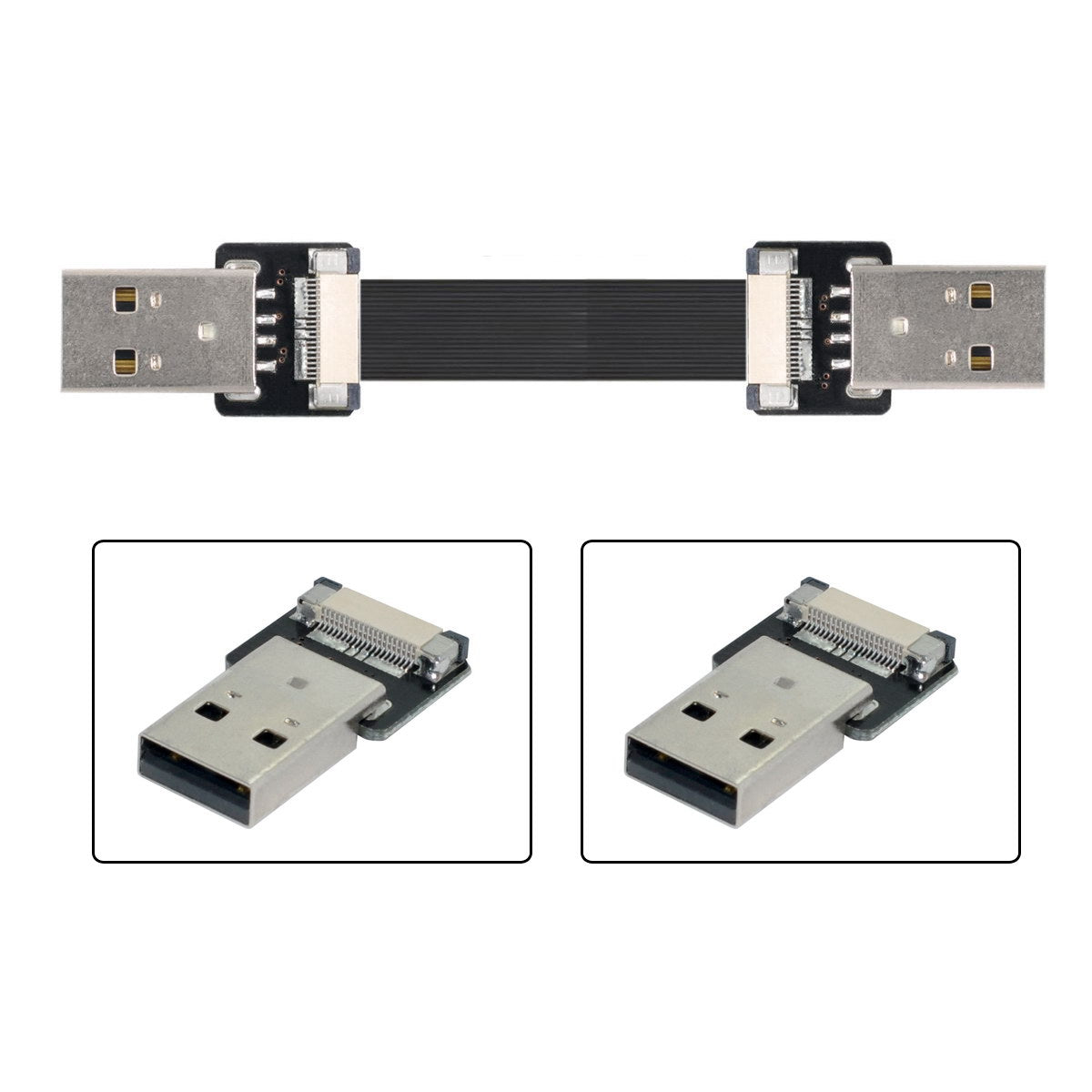 U2-031-BK-0.2M CN-011-MA/CN-011-MA/CN-019-0.2M USB 2.0 Type-A Male to Male Data Transfer Flat FPC Cable for FPV/Disk/Scanner/Printer