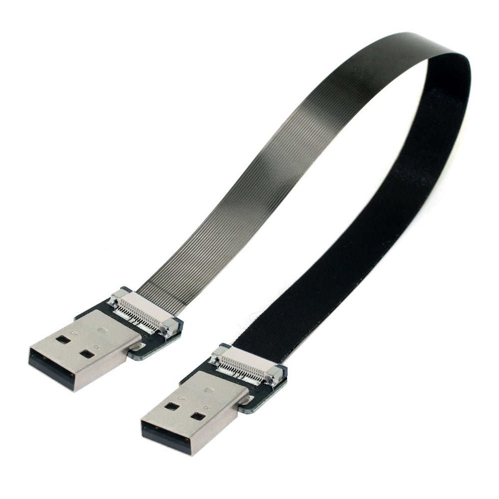 U2-031-BK-0.2M CN-011-MA/CN-011-MA/CN-019-0.2M USB 2.0 Type-A Male to Male Data Transfer Flat FPC Cable for FPV/Disk/Scanner/Printer
