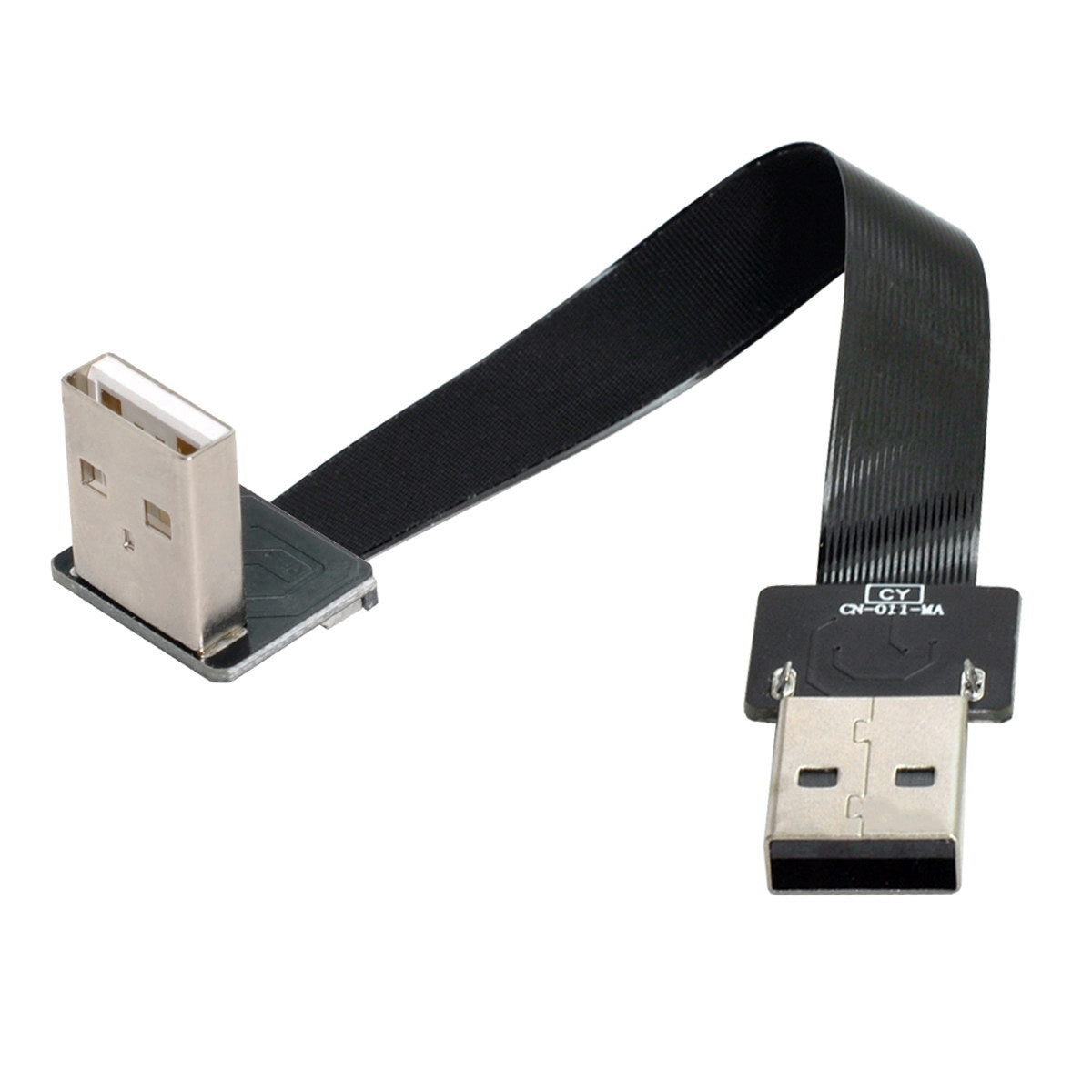 U2-031-DN-0.2M CN-011-MA/CN-011-DN/CN-019-0.2M Down Angled USB 2.0 Type-A to Type-A Flat Data Cable Male to Male 90 Degree FPC Cable for FPV/Disk/Scanner/Printer