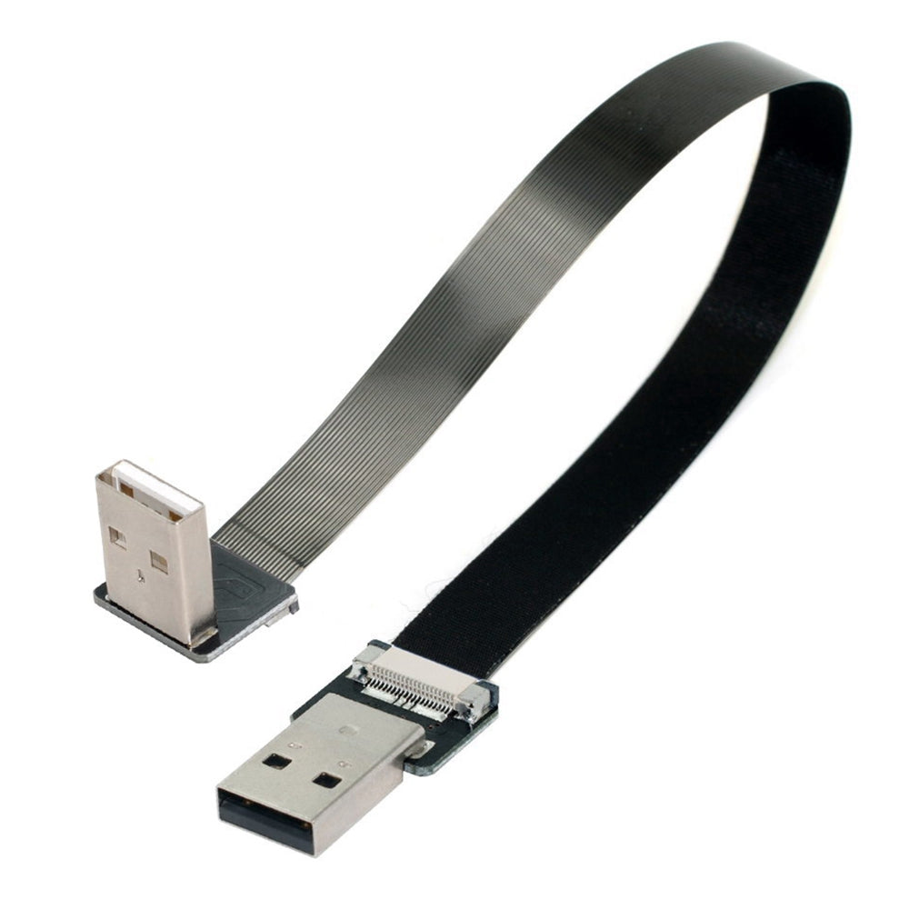 U2-031-DN-0.2M CN-011-MA/CN-011-DN/CN-019-0.2M Down Angled USB 2.0 Type-A to Type-A Flat Data Cable Male to Male 90 Degree FPC Cable for FPV/Disk/Scanner/Printer