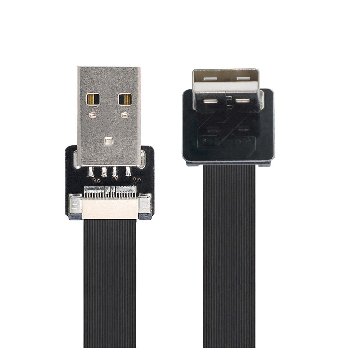 U2-031-DN-0.2M CN-011-MA/CN-011-DN/CN-019-0.2M Down Angled USB 2.0 Type-A to Type-A Flat Data Cable Male to Male 90 Degree FPC Cable for FPV/Disk/Scanner/Printer