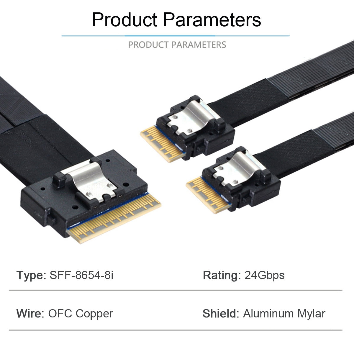 SF-034-0.4M PCI-E Ultraport Slimline SAS Slim 4.0 SFF-8654 8i 74Pin to Dual SFF-8654 4i 38Pin Cable