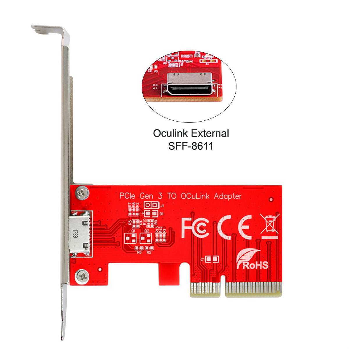 SF-032 PCI-E 3.0 Express 4.0 X4 to Oculink SFF-8612 SFF-8611 Host Adapter for PCI-E SSD with Long+Short Bracket