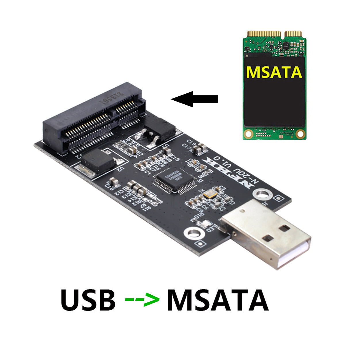 U2-008 Mini PCI-E mSATA to USB 2.0 External SSD PCBA Converter Adapter Card without Case