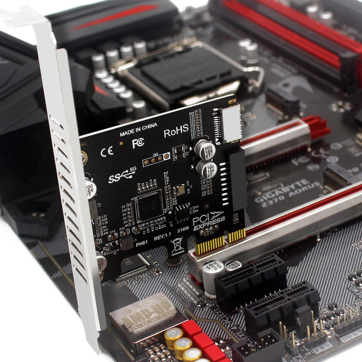 UC-039 Type-E USB 3.1 Front Panel Socket + USB 3.0 20-pin to PCI-E 1X Express Card VL805 Motherboard Adapter