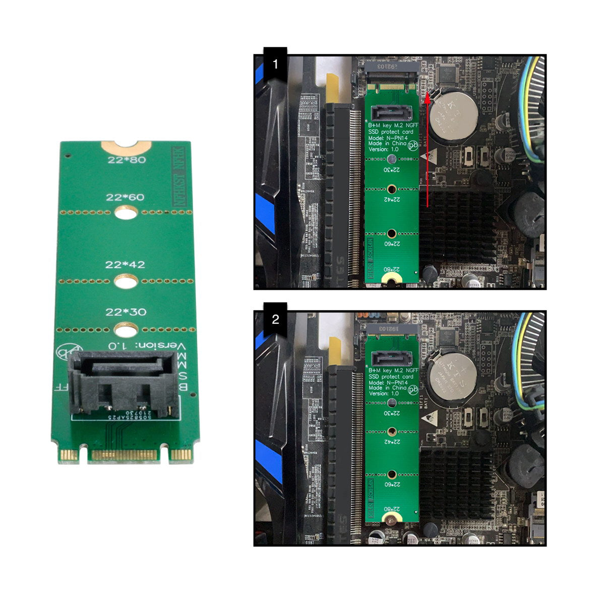 SA-007 Motherboard NGFF B/M-Key M.2 to Vertical SATA 7pin Hard Disk Drive SSD PCBA Extension Adapter Expansion Card