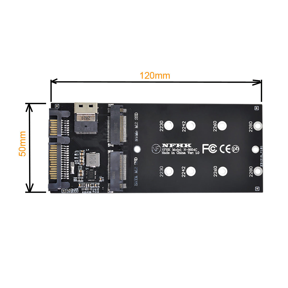 SF-016 SATA Adapter SFF-8654 to U2 Kit NGFF M-Key to Slimline SAS NVME PCIe SSD SATA Adapter for Mainboard