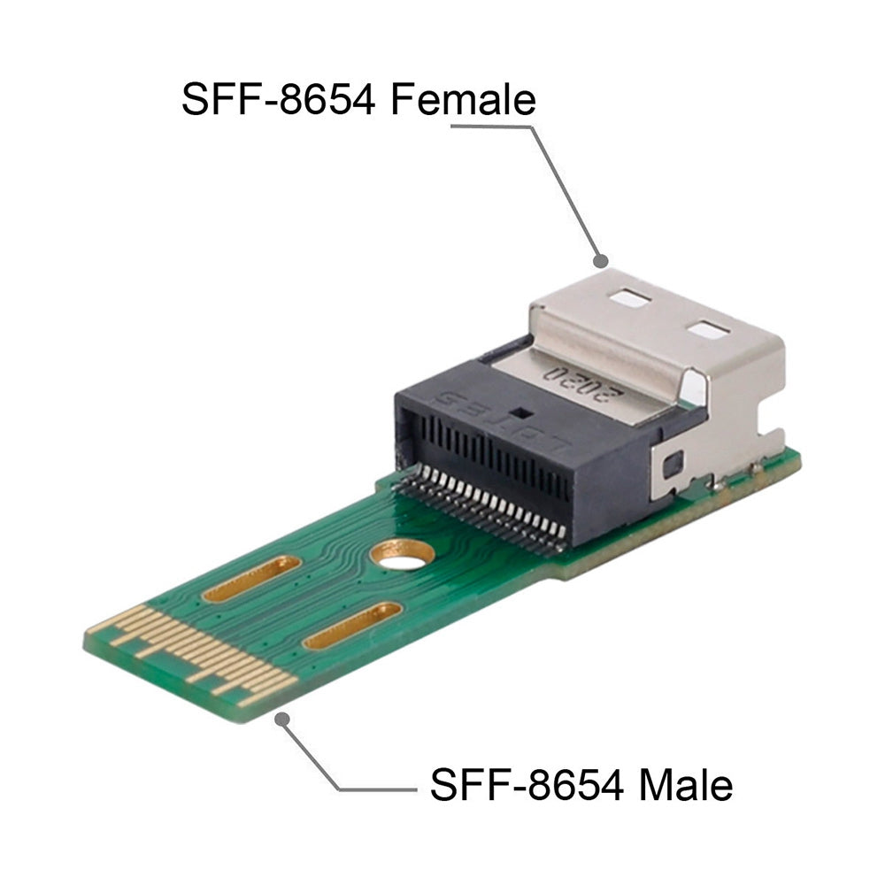 SF-003 PCI-E Slimline SAS 4.0 SFF-8654 4i 38Pin to SFF-8654 38Pin Male to Female Extender Adapter Test Tool