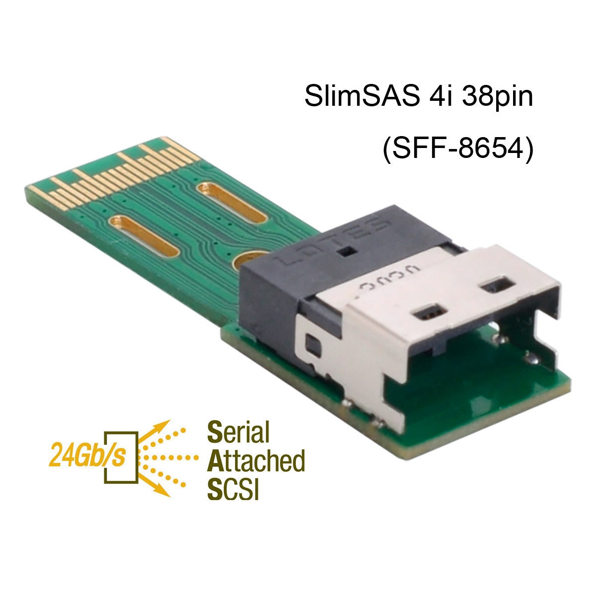 SF-003 PCI-E Slimline SAS 4.0 SFF-8654 4i 38Pin to SFF-8654 38Pin Male to Female Extender Adapter Test Tool
