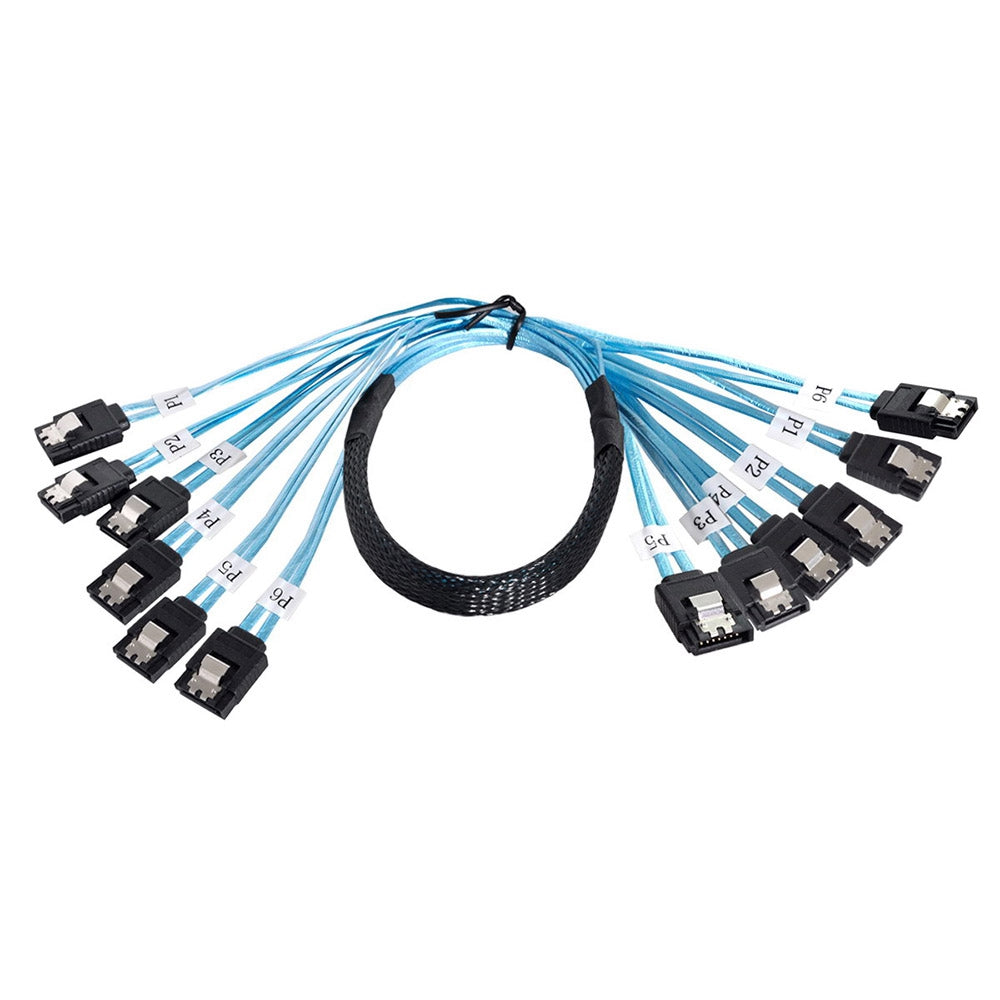 SF-018-0.5M Internal 6 SATA 7pin to 6 SATA 7pin Target SSD Hard Disk 6Gbps Data Server Raid Cable 0.5m