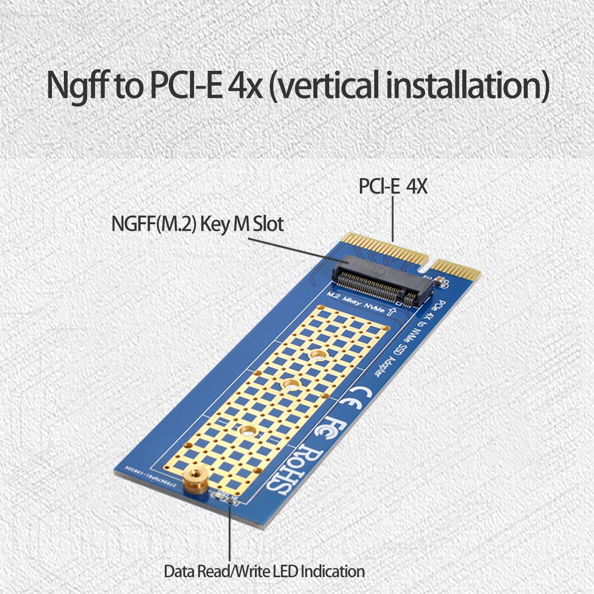 SA-005 NGFF M-key NVME AHCI SSD to PCI-E Express 3.0 4X Vertical Adapter for SSD and Motherboard