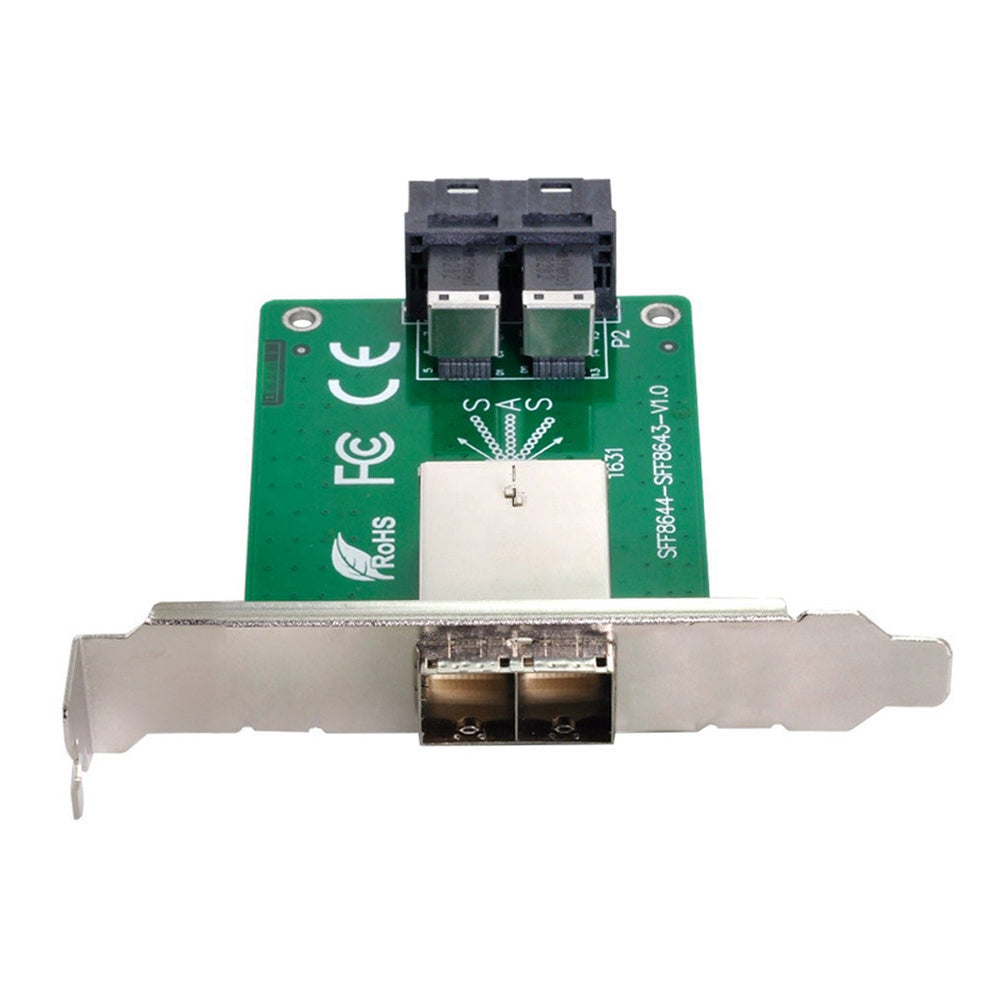 SF-021 Dual Ports Mini SAS HD SFF-8644 To Internal SAS HD SFF-8643 PCBA Female Adapter with Standard/Low Profile Bracket