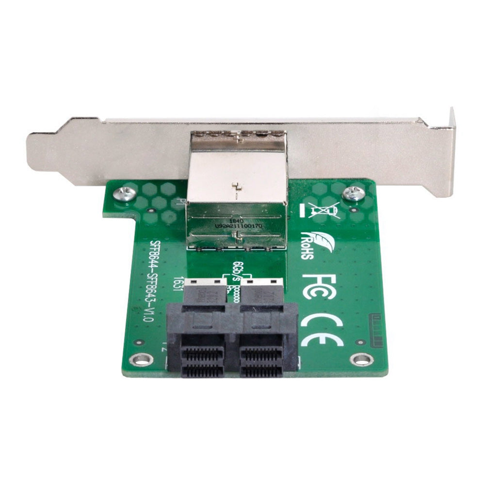 SF-021 Dual Ports Mini SAS HD SFF-8644 To Internal SAS HD SFF-8643 PCBA Female Adapter with Standard/Low Profile Bracket