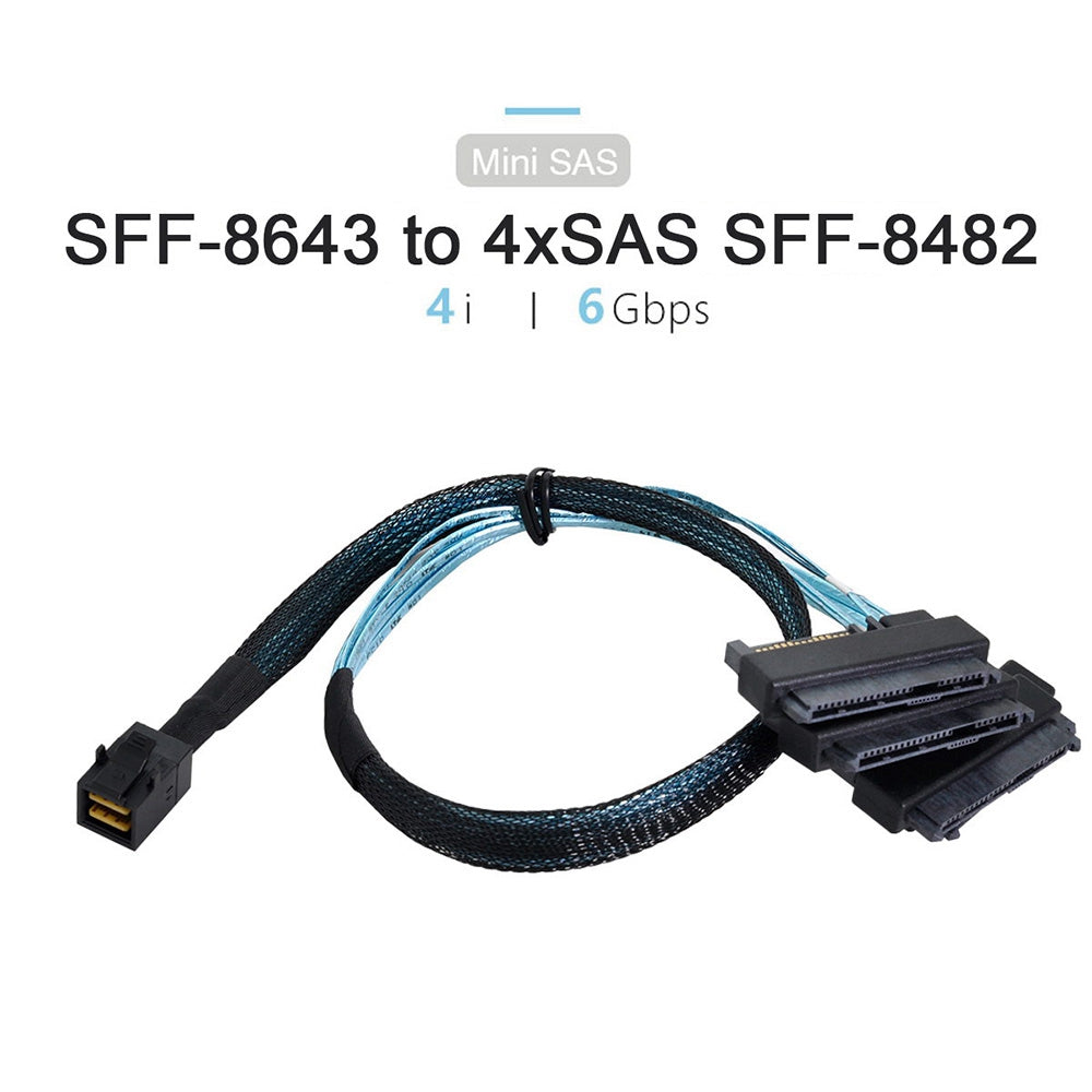 SF-012-0.5M Internal Mini SAS SFF-8643 Host to 4 SAS 29Pin SFF-8482 Target Disk 6Gbps Data Server Cable Adapter