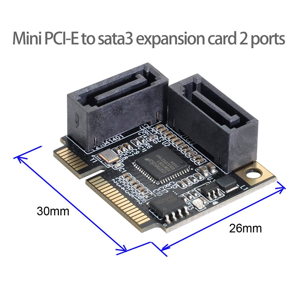 SA-033 Mini PCI-E PCI Express to SATA 3.0 Dual Ports Adapter Converter Hard Drive Extension Card