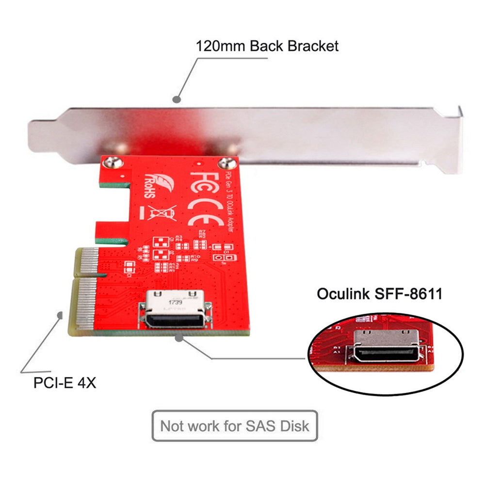 SF-022 PCI-E 3.0 4X to Oculink SFF-8611 Host Adapter for PCIe SSD with Bracket