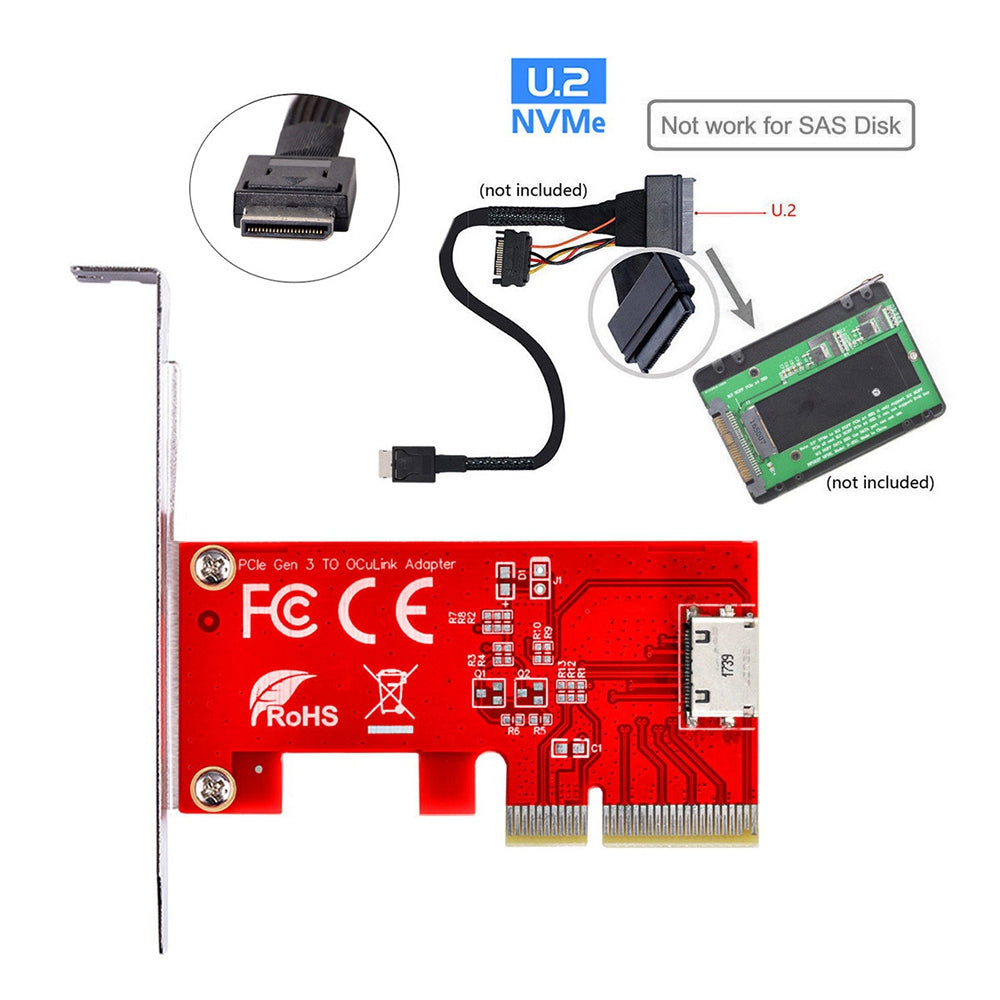 SF-022 PCI-E 3.0 4X to Oculink SFF-8611 Host Adapter for PCIe SSD with Bracket