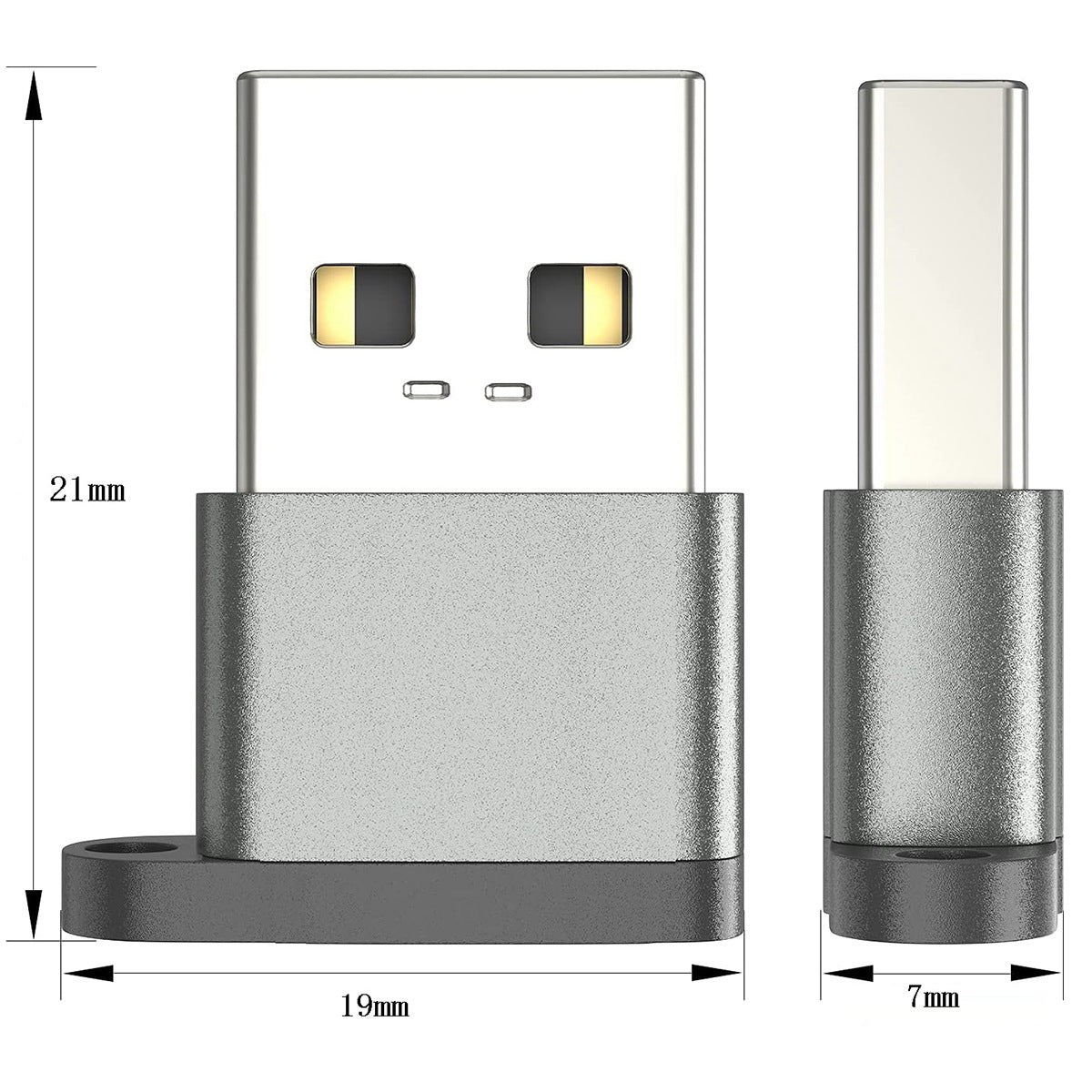 USB 2.0 Male to Type-C Female Adapter Aluminum Alloy Converter Plug with Lanyard