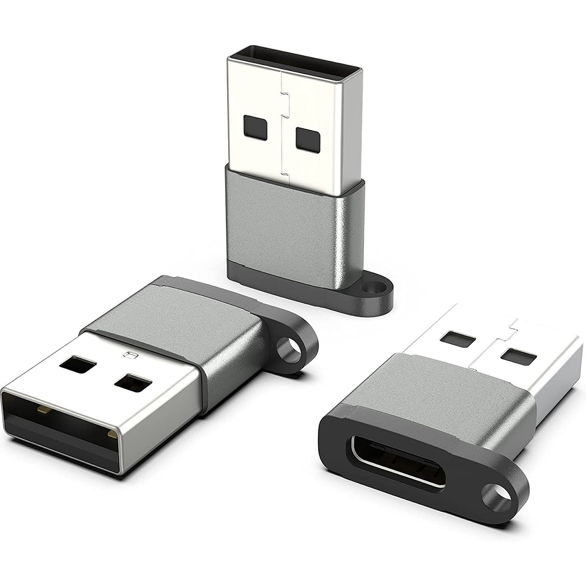 USB 2.0 Male to Type-C Female Adapter Aluminum Alloy Converter Plug with Lanyard