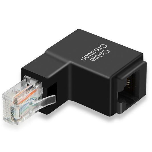 Cablecreation CL0101 90 Degrees RJ45 Adapter Male to Female Right Angle Ethernet Socket Network Cable Connector
