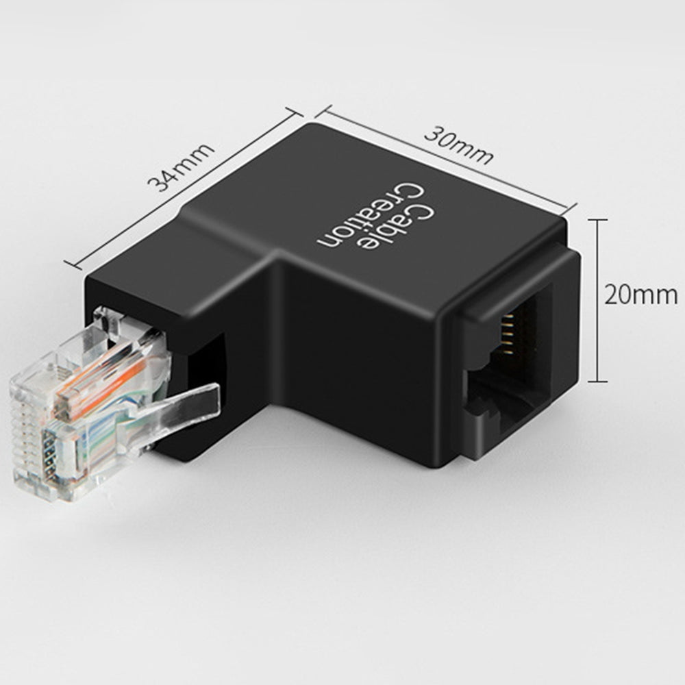 Cablecreation CL0101 90 Degrees RJ45 Adapter Male to Female Right Angle Ethernet Socket Network Cable Connector