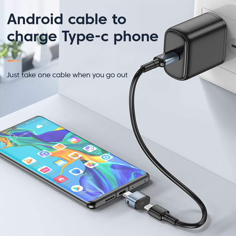 KL-HUB03 Type C to Micro USB OTG Adapter Aluminum USB C Connector with Anti-lost Lanyard Hole
