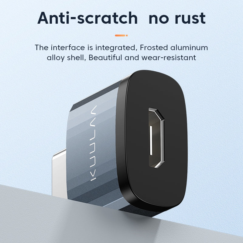 KL-HUB03 Type C to Micro USB OTG Adapter Aluminum USB C Connector with Anti-lost Lanyard Hole