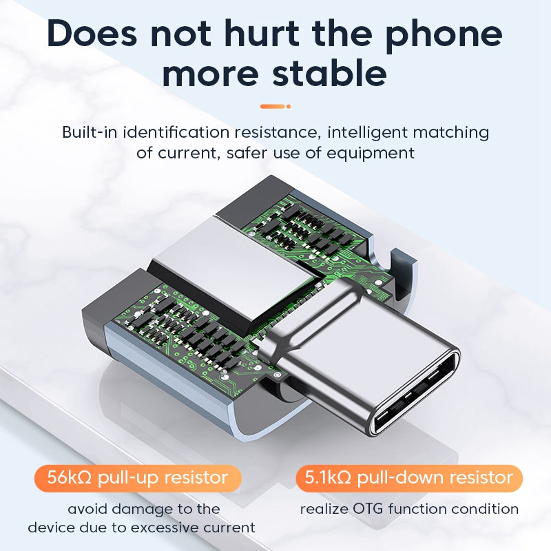 KL-HUB03 Type C to Micro USB OTG Adapter Aluminum USB C Connector with Anti-lost Lanyard Hole