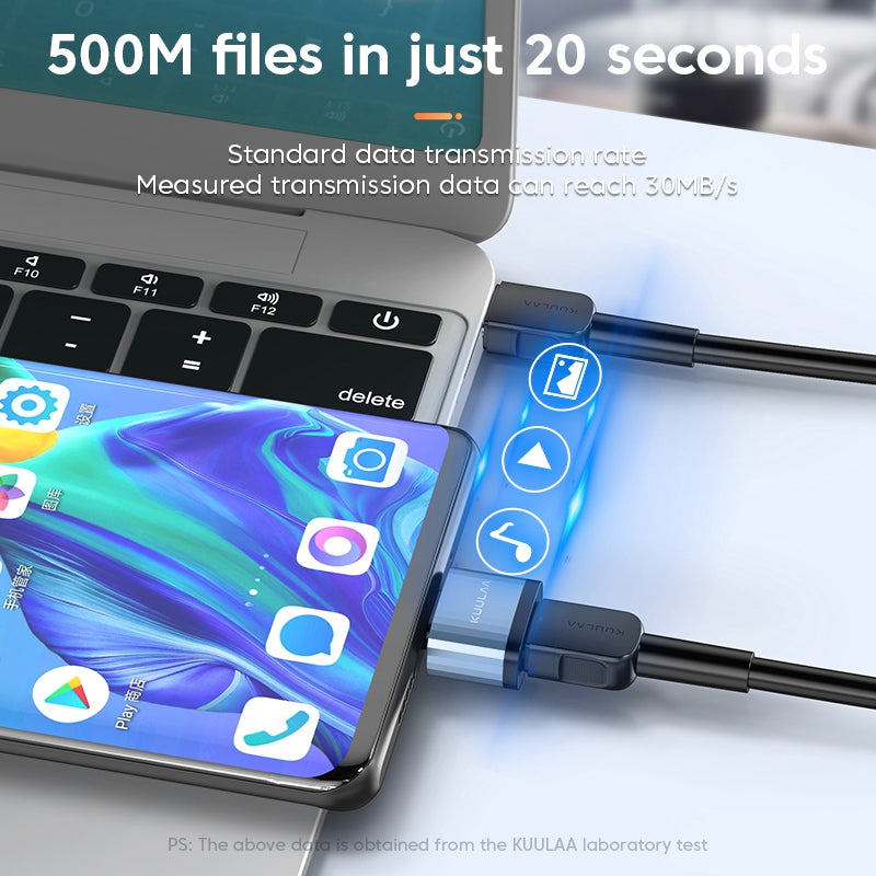 KL-HUB03 Type C to Micro USB OTG Adapter Aluminum USB C Connector with Anti-lost Lanyard Hole