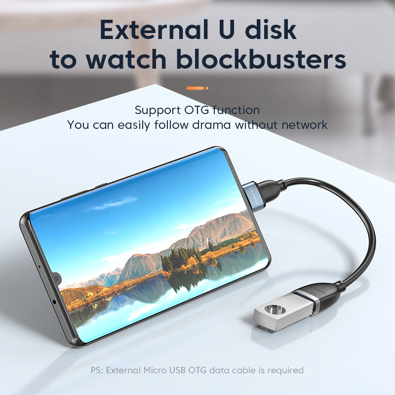 KL-HUB03 Type C to Micro USB OTG Adapter Aluminum USB C Connector with Anti-lost Lanyard Hole