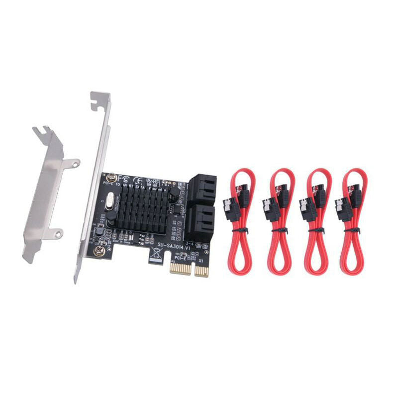 SATA PCIe Card Adapter 4 Ports SATA III to PCI Express 3.0 X1 Controll ...