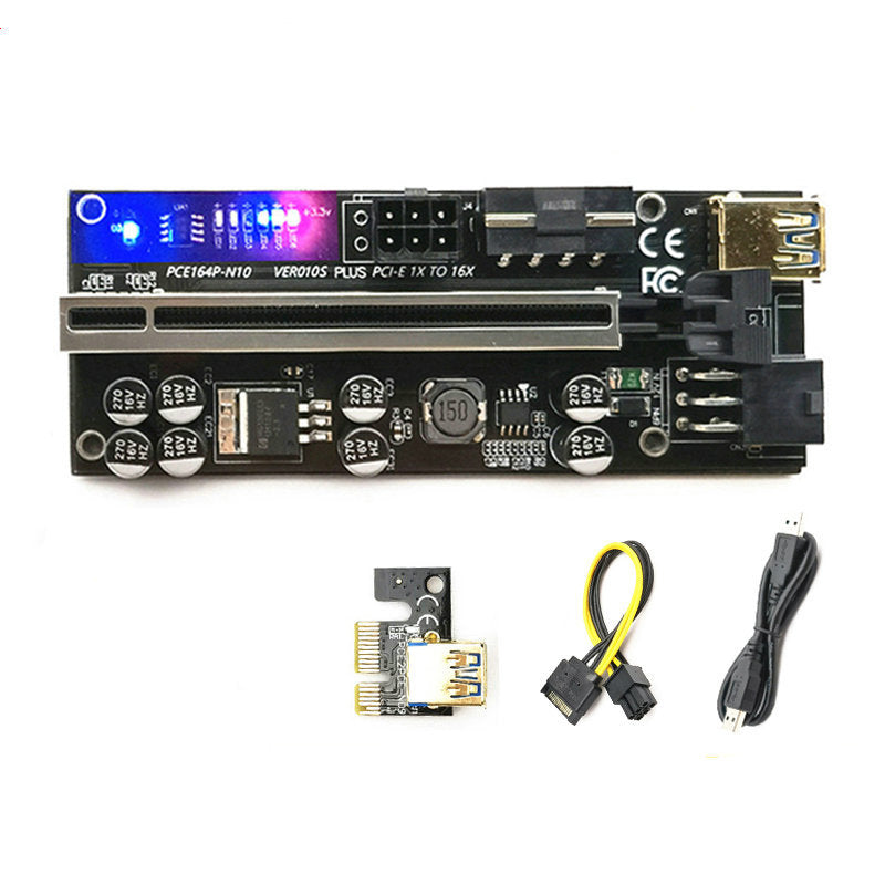 VER 010s Plus PCI-E X1 to PCIE X16 Adapter Board Extension Cable with 6pin Interface (Marquee Version)
