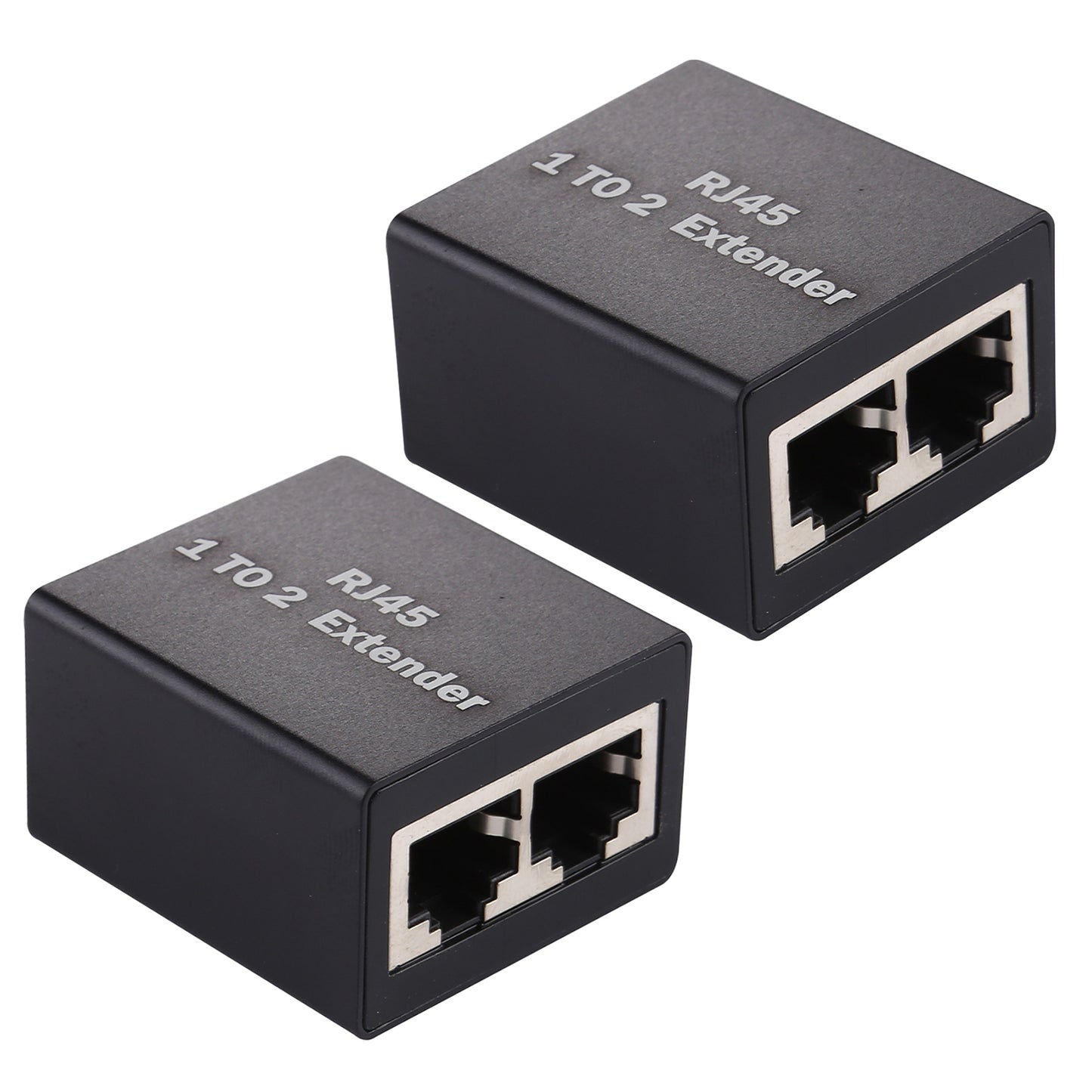 2Pcs / Set 1 to 2 RJ45 Splitter Connector Inline LAN Plugs Ethernet Cable Extender Adapter