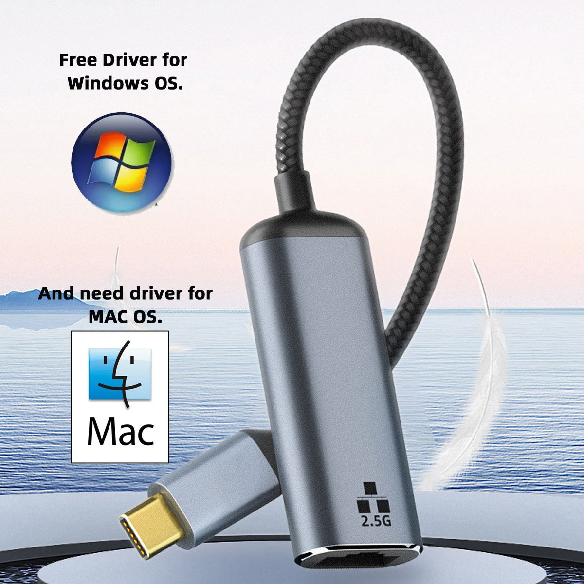UC-006-GBE USB-C Type-C USB3.1 to 2500Mbps 2.5Gbps GBE Gigabit Ethernet Network LAN Cable Adapter for Laptop