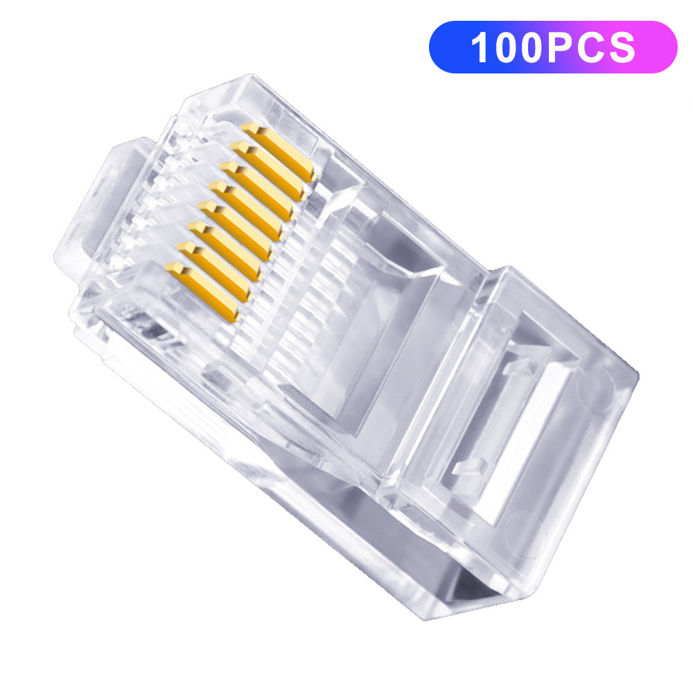 100PCS RJ45 Ethernet Cable 8P8C Cat5 Ends Crystal Connectors Heads Crimp Unshielded Cat 5 Network Line End Clips Plugs