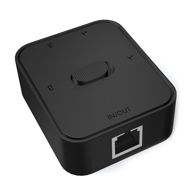 2-Port RJ45 Network Switcher Gigabit Network Splitter Power-Free Internal / External Network Switch Adapter - Black