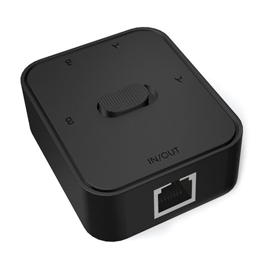 2-Port RJ45 Network Switcher Gigabit Network Splitter Power-Free Internal / External Network Switch Adapter - Black