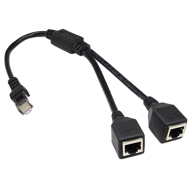 Uniqkart 0.25m 1 Male to 2 Female RJ45 LAN Network Ethernet Splitter Adapter for Cat5 / Cat5e / Cat6 / Cat7 Cable