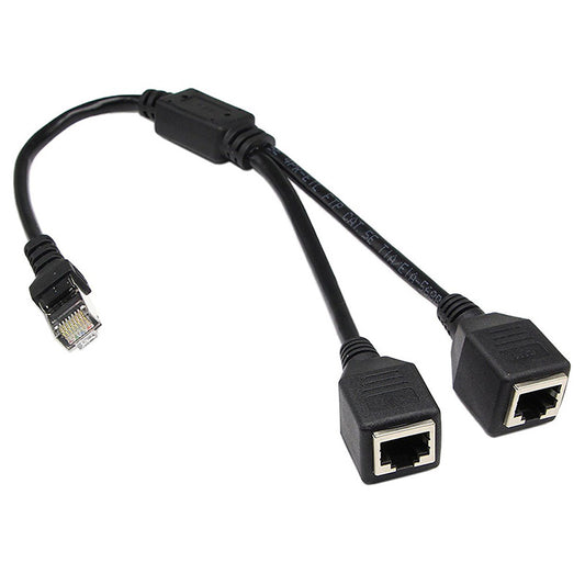 Uniqkart 0.25m 1 Male to 2 Female RJ45 LAN Network Ethernet Splitter Adapter for Cat5 / Cat5e / Cat6 / Cat7 Cable