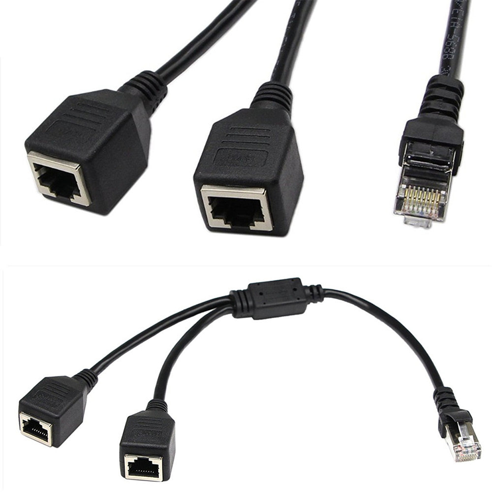 Uniqkart 0.25m 1 Male to 2 Female RJ45 LAN Network Ethernet Splitter Adapter for Cat5 / Cat5e / Cat6 / Cat7 Cable
