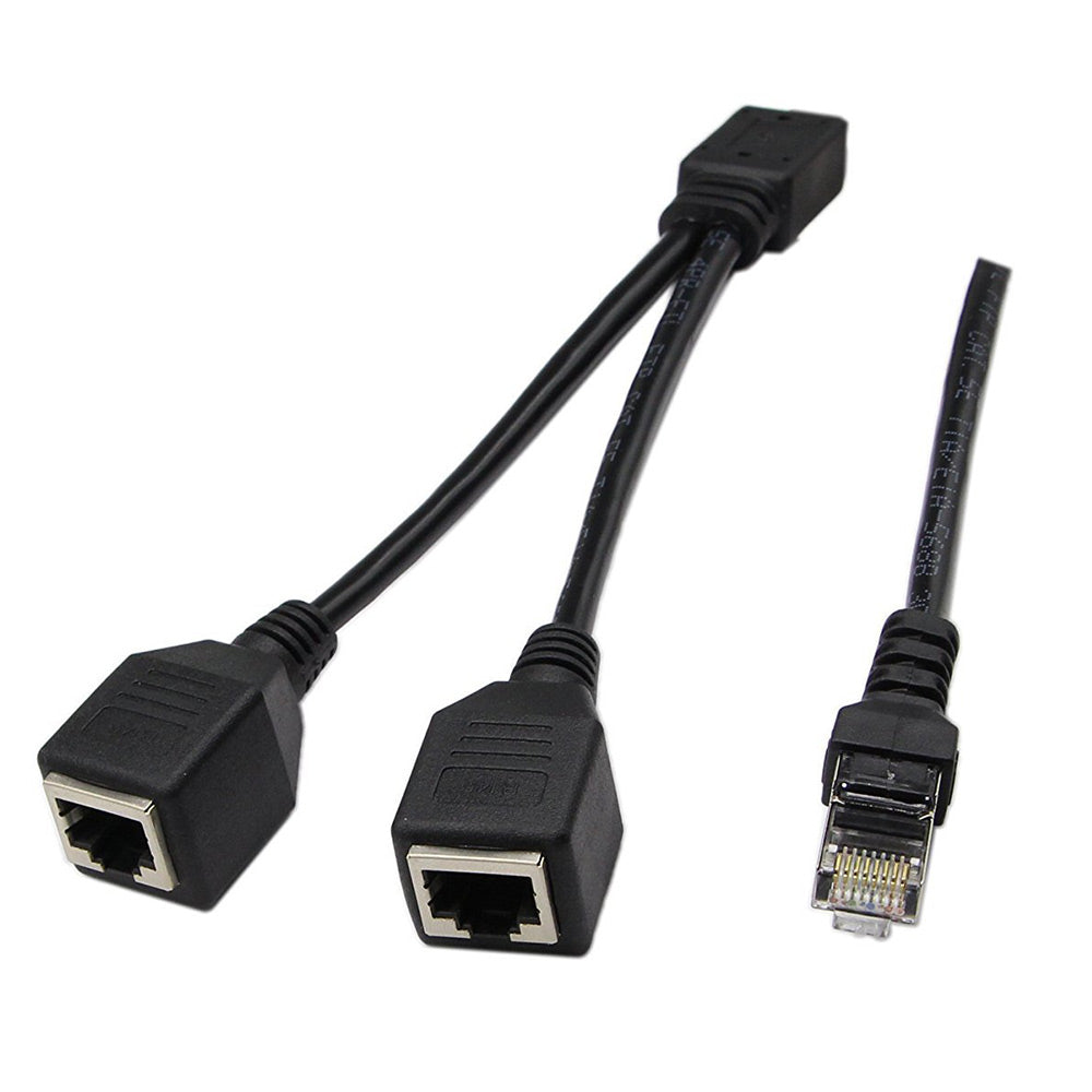 Uniqkart 0.25m 1 Male to 2 Female RJ45 LAN Network Ethernet Splitter Adapter for Cat5 / Cat5e / Cat6 / Cat7 Cable