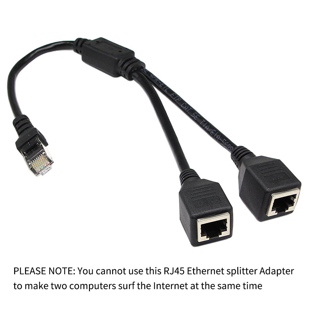 Uniqkart 0.25m 1 Male to 2 Female RJ45 LAN Network Ethernet Splitter Adapter for Cat5 / Cat5e / Cat6 / Cat7 Cable