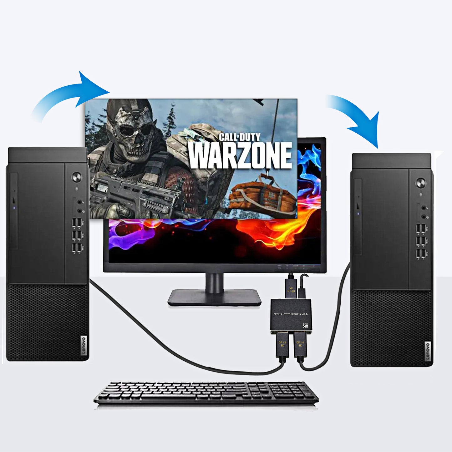 NK-P80 8K / 30HZ HD DP Bi-Direction Switcher Adapter 2 in 1 out 1 in 2 out Computer Screen HD Splitter